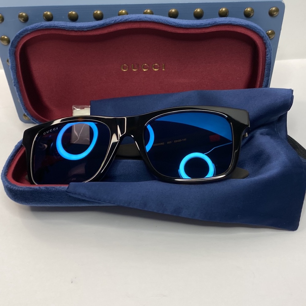 💯 - Authentic- New - Gucci Black GG0008S Square Sunglasses - Picture 9 of 17